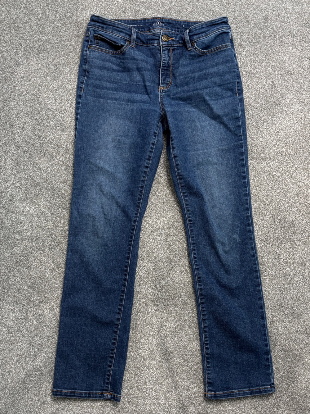 St. John's Bay Indigo Blue Denim Jeans with Contrast Stitching Sz 8, Western